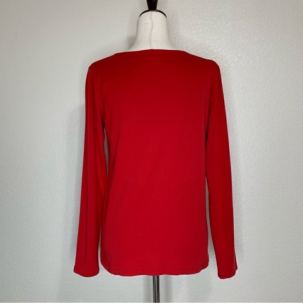 J. Jill Perfect Pima Cotton Red Long Sleeves Top - Picture 6 of 13